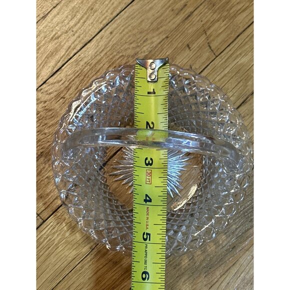 VTG Cut Crystal Basket Candy Dish | Diamond Point Pattern w/ Handle 5.25" Decor - Picture 5 of 5